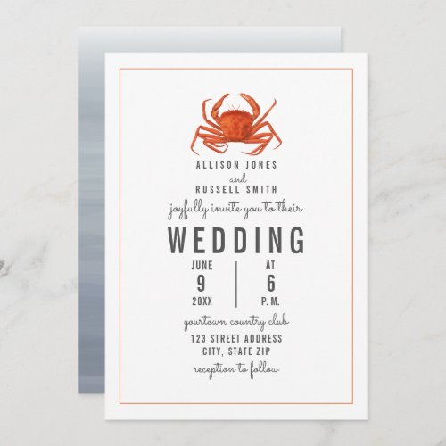 Chambray Crab Pinstripe Wedding Invitation