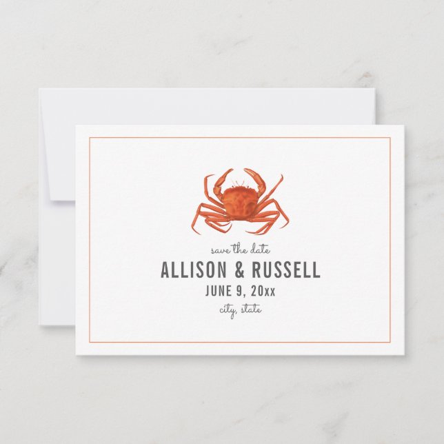 Chambray Crab Rustic Wedding Save The Date (Front)
