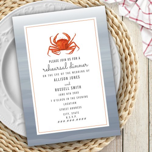 Chambray Crab Wedding Rehearsal Dinner Invitation