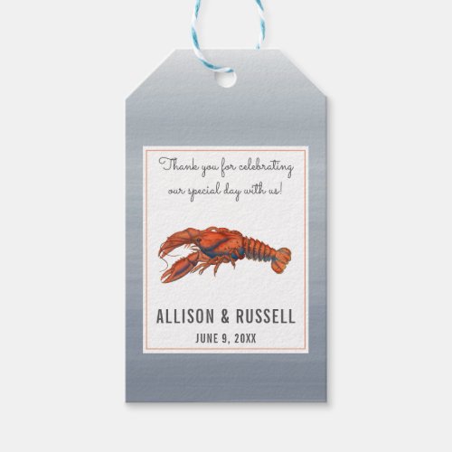 Chambray Lobster Coastal Wedding Gift Tags