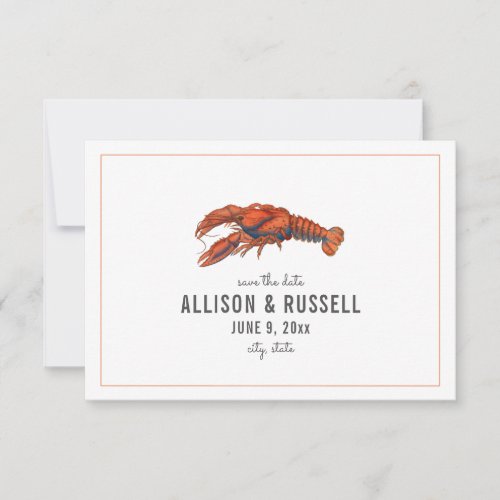 Chambray Lobster Rustic Wedding Save The Date