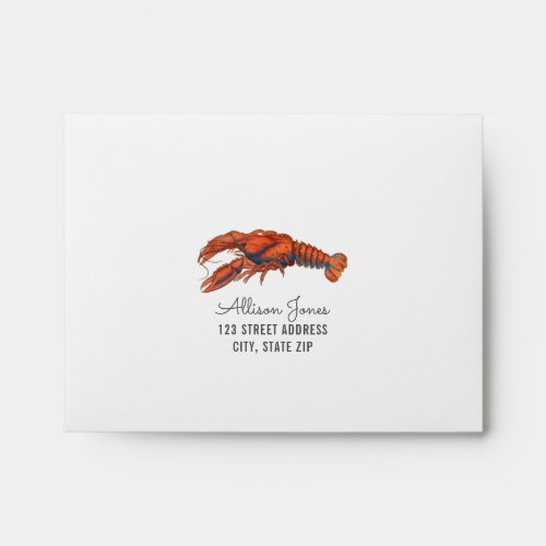 Chambray Lobster Wedding RSVP Envelope