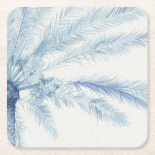 Chambray Palms II Square Paper Coaster