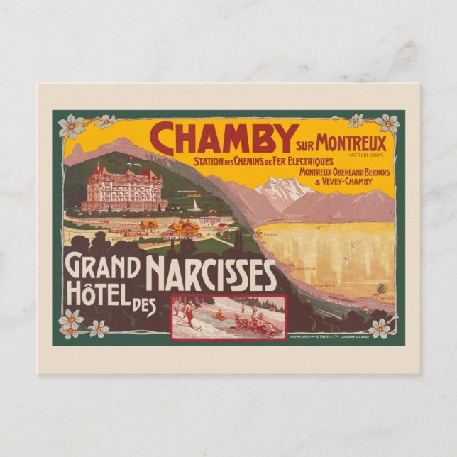 Chamby sur Montreux Vintage Poster ca. 1910s Postcard (Front)