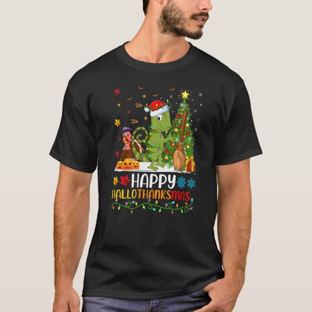 Chameleon Animal   Happy Chameleon Hellothanksmas T-Shirt (Front)