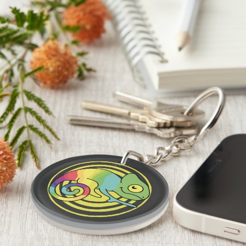 Chameleon animal rainbow keychain