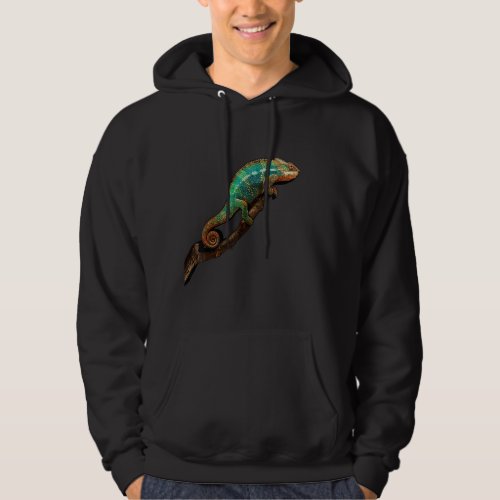 Chameleon Animal Reptiles Natural Cool Tree Branch Hoodie