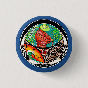 Chameleon Art Drawing Pinback Button