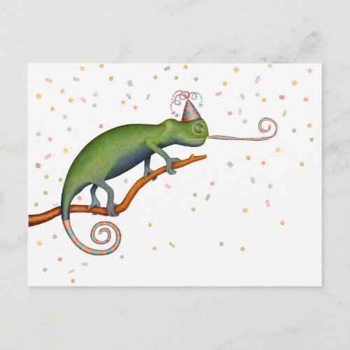 Chameleon at Christmas Postcard
