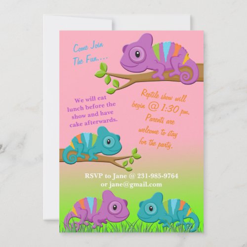 Chameleon Birthday Invitation