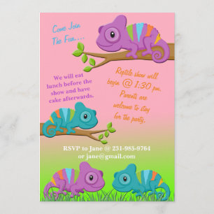 Chameleon Birthday Invitation