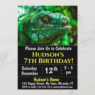 Chameleon birthday invitation