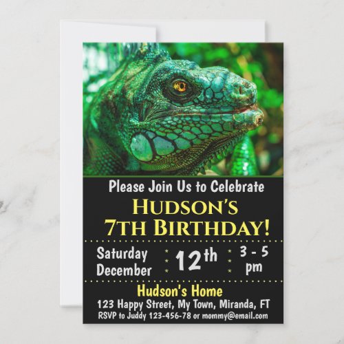 Chameleon birthday invitation