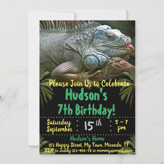 Chameleon birthday invitation (Front)