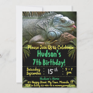 Chameleon birthday invitation