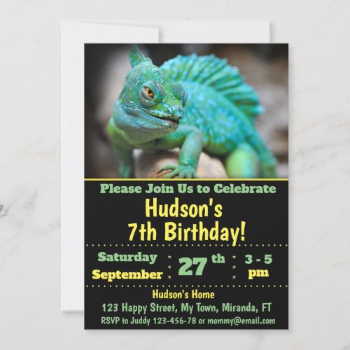 Chameleon birthday invitation