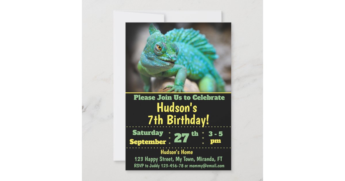 Chameleon birthday invitation | Zazzle