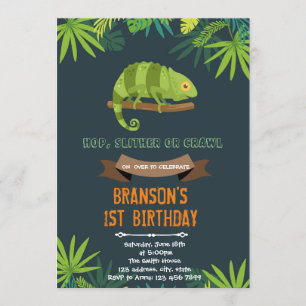 Chameleon birthday party invitation