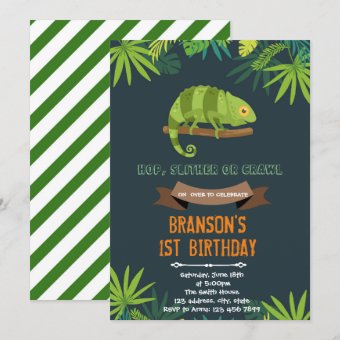 Chameleon birthday party invitation | Zazzle
