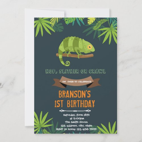 Chameleon birthday party invitation