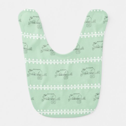 chameleon black and white stripes baby bib