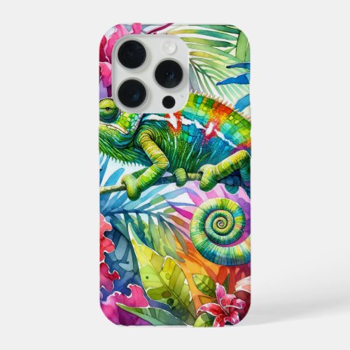 Chameleon Charm 2 _ Watercolor iPhone 15 Pro Case