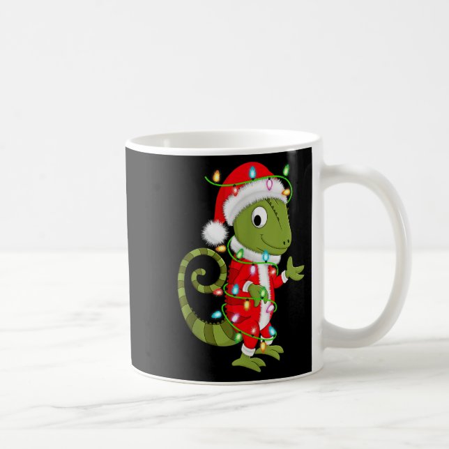 Chameleon Christmas Lights Santa Costume Cute Anim Coffee Mug (Right)
