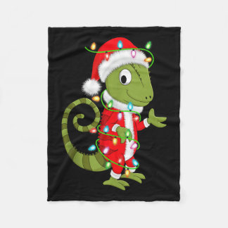 Chameleon Christmas Lights Santa Costume Cute Anim Fleece Blanket