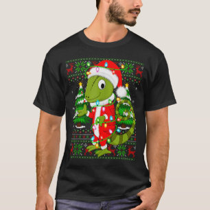 Chameleon Christmas Lights Santa Costume Ugly Xmas T-Shirt
