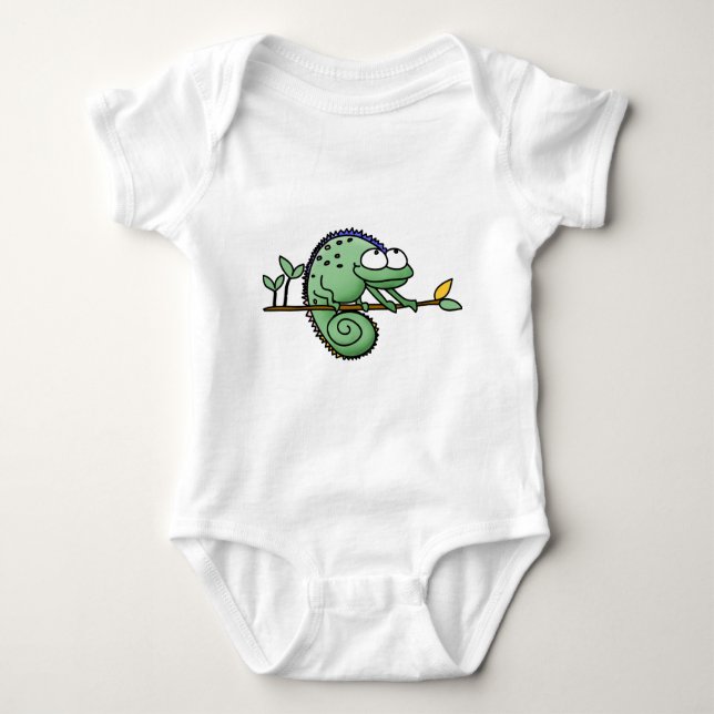 Chameleon Cute Funny  Baby Bodysuit (Front)