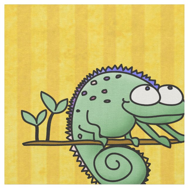 Chameleon Cute Funny  Fabric (Close Up)