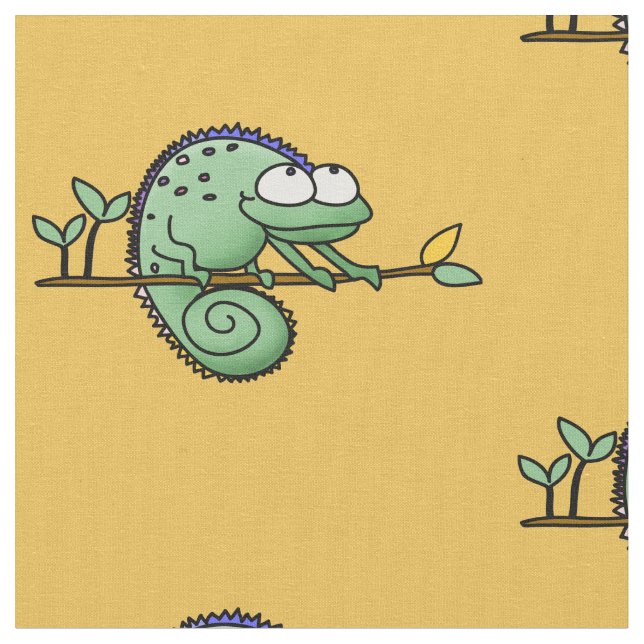 Chameleon Cute Funny  Fabric (Close Up)