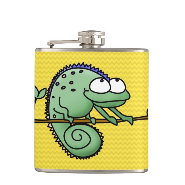 Chameleon Cute Funny  Flask (Front)