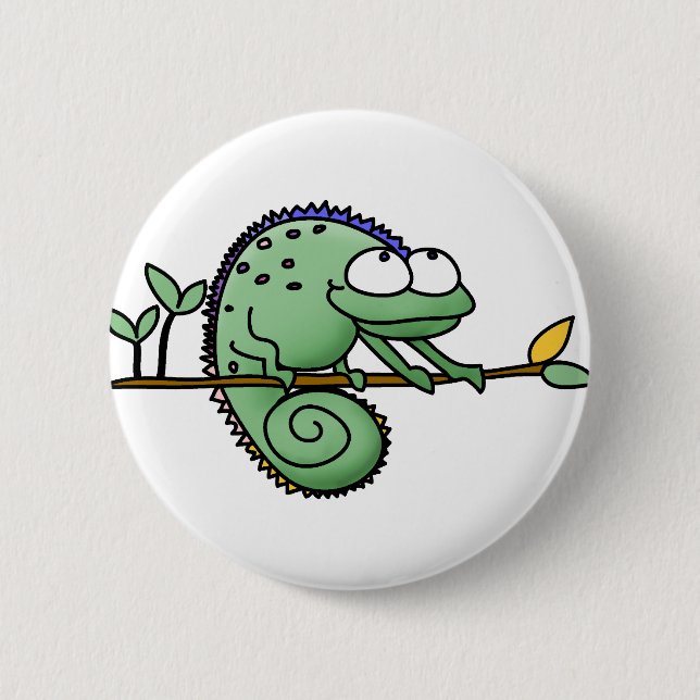Chameleon Cute Funny  Pinback Button (Front)