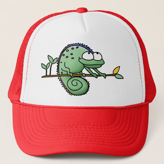 Chameleon Cute Funny  Trucker Hat (Front)