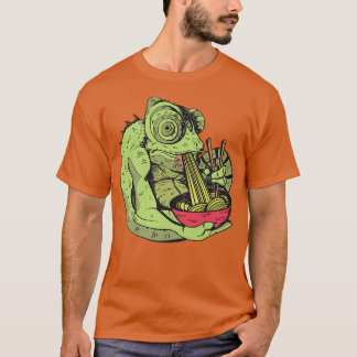 Chameleon Eating Ramen Noodles Funny  T-Shirt