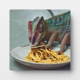 Chameleon Eating Spaghetti Plaque