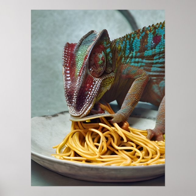 Chameleon Eating Spaghetti Poster (Front)