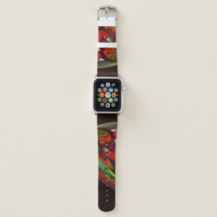 Chameleon Fractal Abstract Art in Vibrant Motion Apple Watch Band