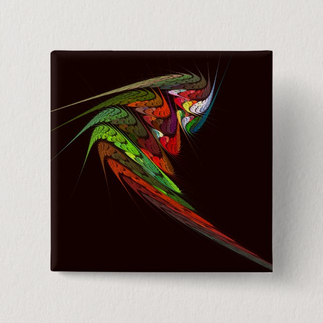 Chameleon Fractal Abstract Art in Vibrant Motion Button (Front)