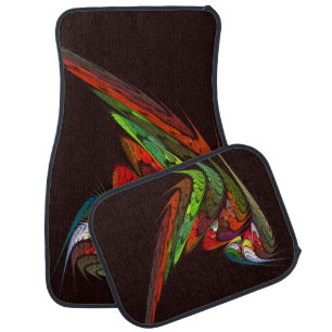 Chameleon Fractal Abstract Art in Vibrant Motion Car Floor Mat