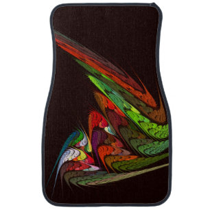 Chameleon Fractal Abstract Art in Vibrant Motion Car Floor Mat