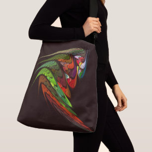 Chameleon Fractal Abstract Art in Vibrant Motion Crossbody Bag