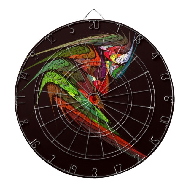 Chameleon Fractal Abstract Art in Vibrant Motion Dartboard (Front)