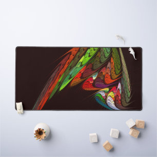 Chameleon Fractal Abstract Art in Vibrant Motion Desk Mat