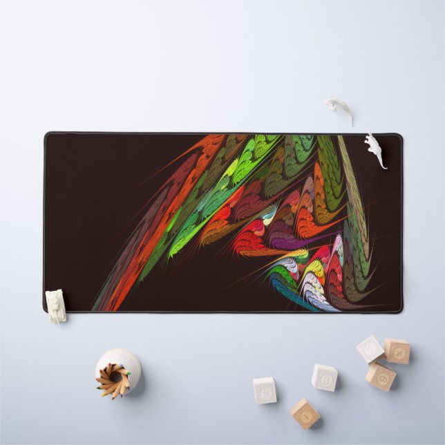 Chameleon Fractal Abstract Art in Vibrant Motion Desk Mat (Kids Table)