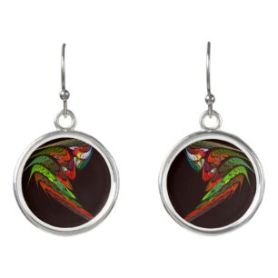 Chameleon Fractal Abstract Art in Vibrant Motion Earrings