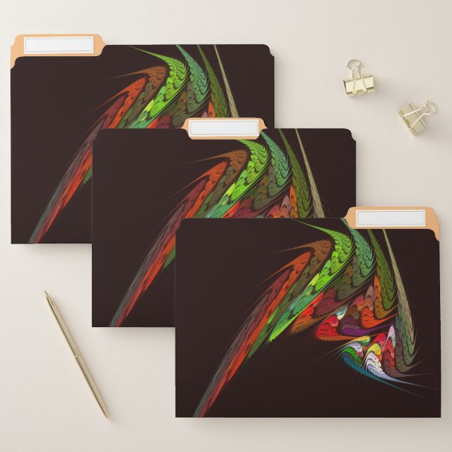 Chameleon Fractal Abstract Art in Vibrant Motion File Folder (Set)