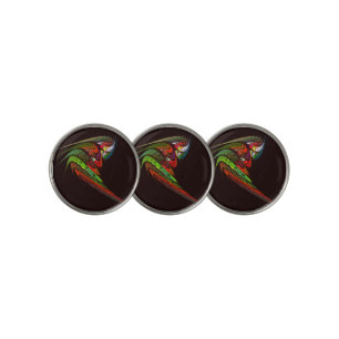 Chameleon Fractal Abstract Art in Vibrant Motion Golf Ball Marker