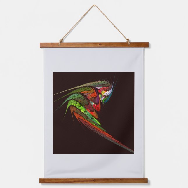 Chameleon Fractal Abstract Art in Vibrant Motion Hanging Tapestry (Front)